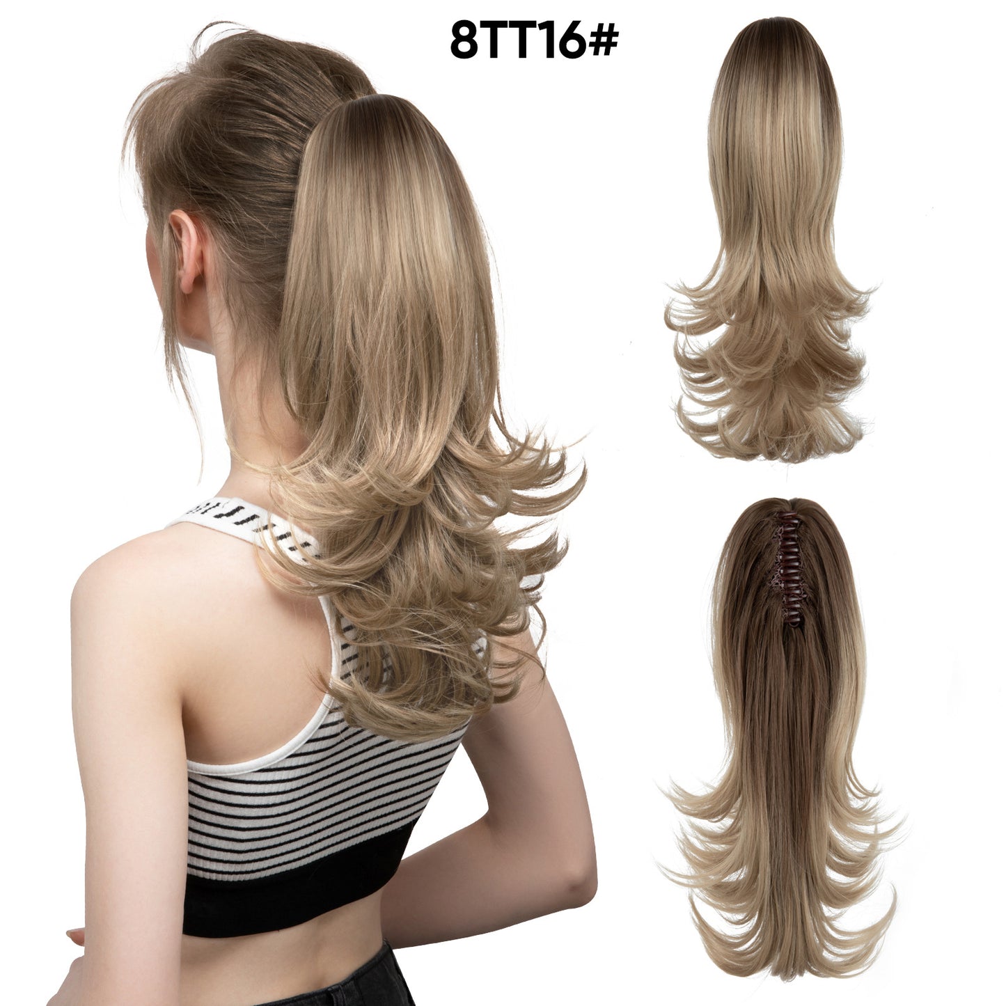 Seidenperücke für Damen, langes Haar, leicht gelockt, kurze Locken