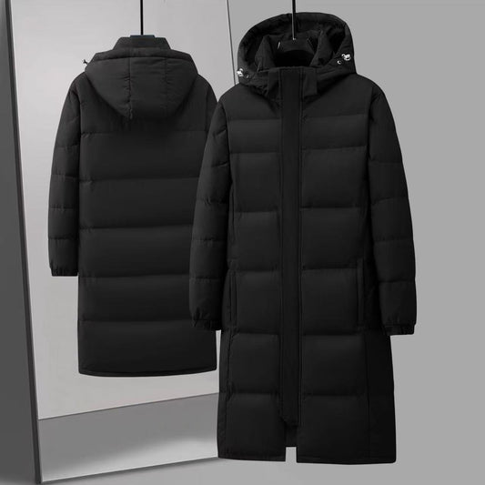 Mittellange Winter-Daunenjacke mit Kapuze für Damen und Herren (Paar)
