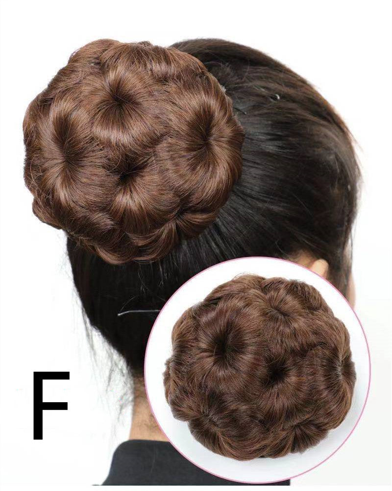 Hochtemperatur-Seidenperücke, Haarring, Haarknoten, Brautkostümplatte mit neun Blütenkugeln
