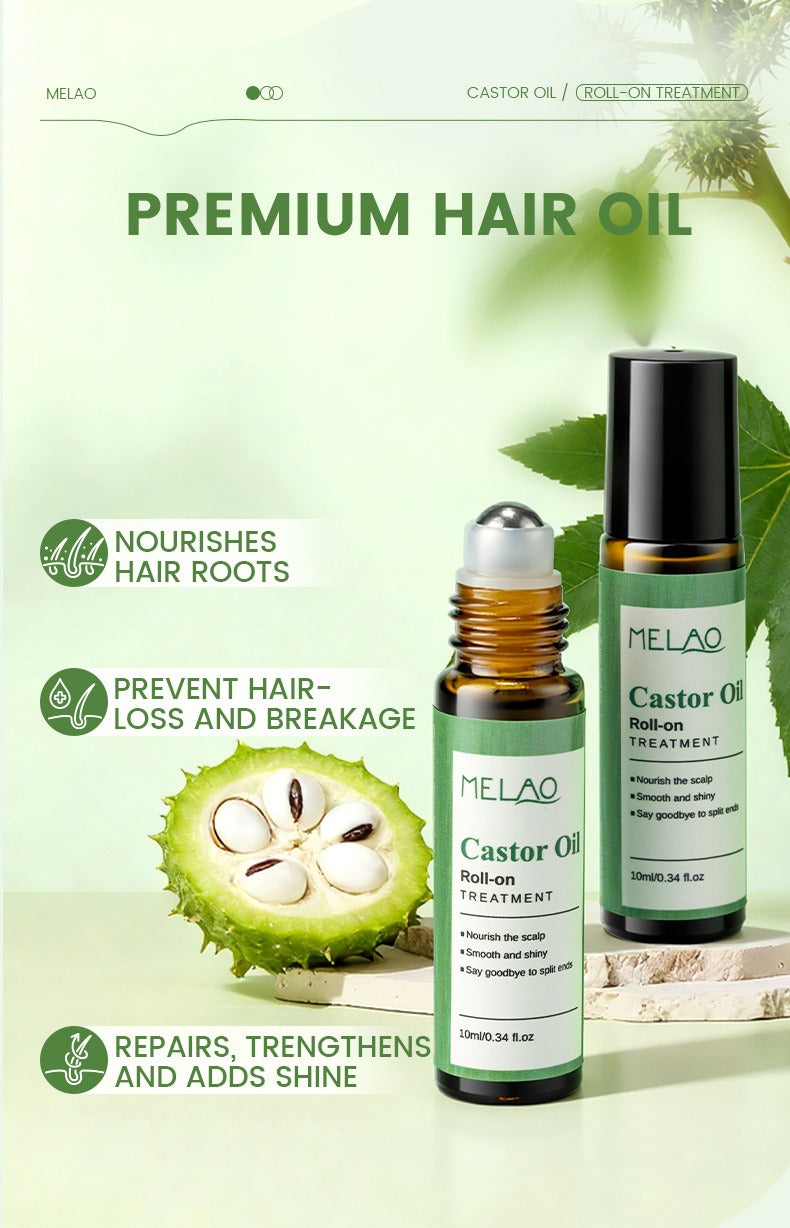 Rizinusöl Roll-On Ätherisches Öl 10 ml Tragbares Haarpflege-Serum für Wachstum und Regeneration, Kopfhautpflegeöl