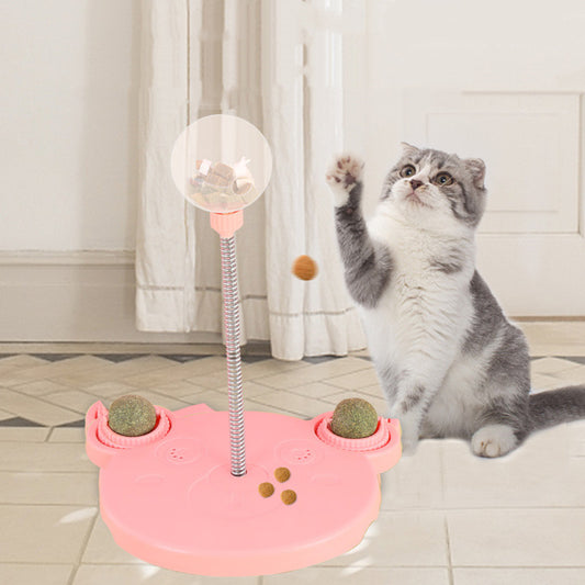 Futterautomat für Katzen, Spielzeug mit auslaufendem Futterball, selbstspielender Kippeimer, lustiges Schaukel-Futterspielzeug, Puzzle-Spielzeug, Trainingsnapf