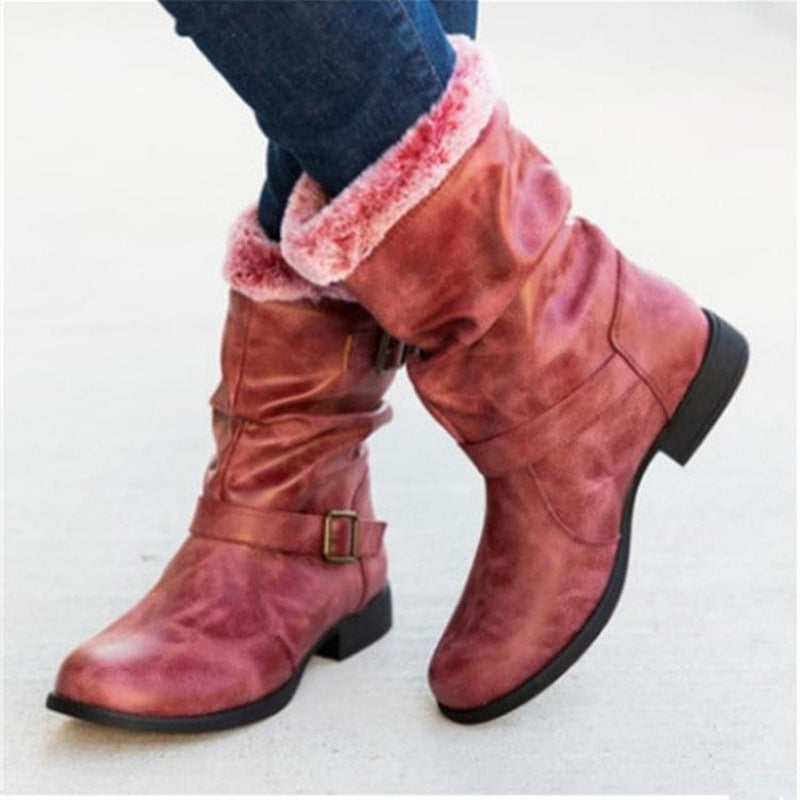 Warme Damen-Schneestiefel im Herbst- und Winterstil, europäische und amerikanische Martin-Stiefel