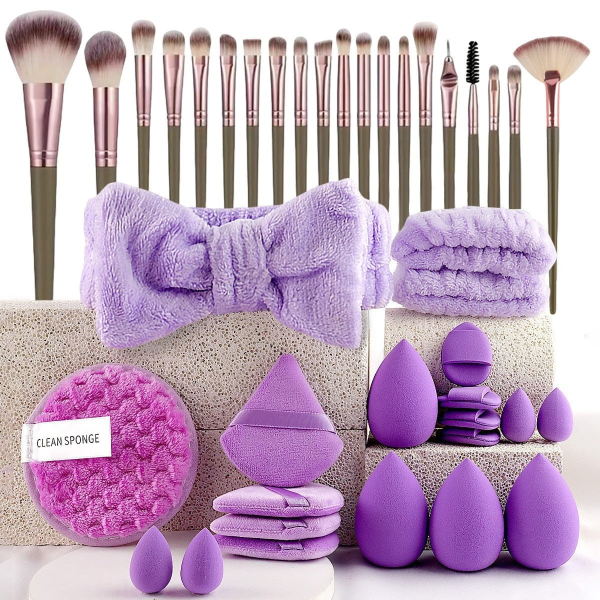 40-teiliges Make-up-Werkzeugset mit Beauty Blender und weichen Schwammquasten
