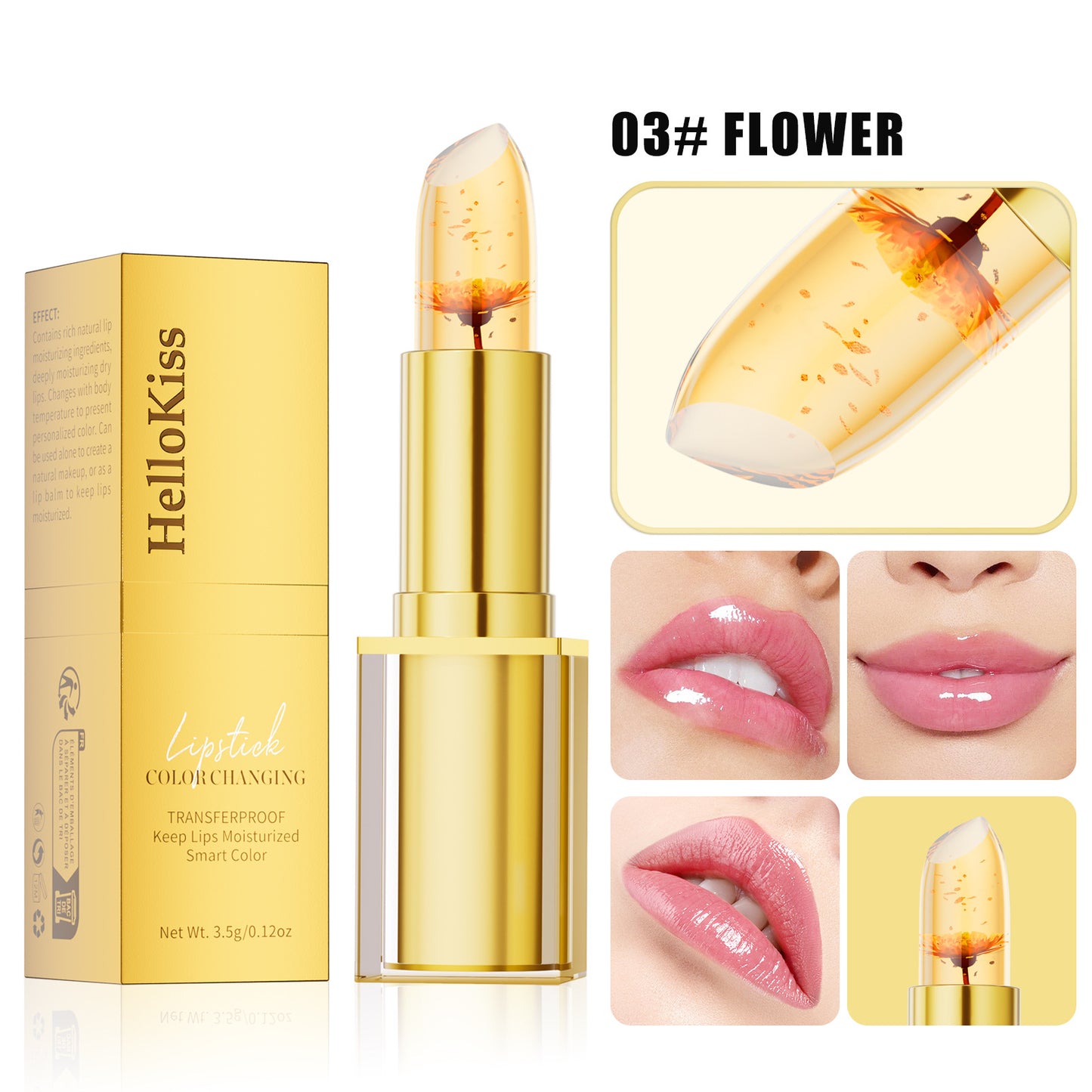 Goldangereicherter, temperaturreaktiver, feuchtigkeitsspendender Lippenstift mit Goldflocken – ein einzigartiger Farbton für jede Frau