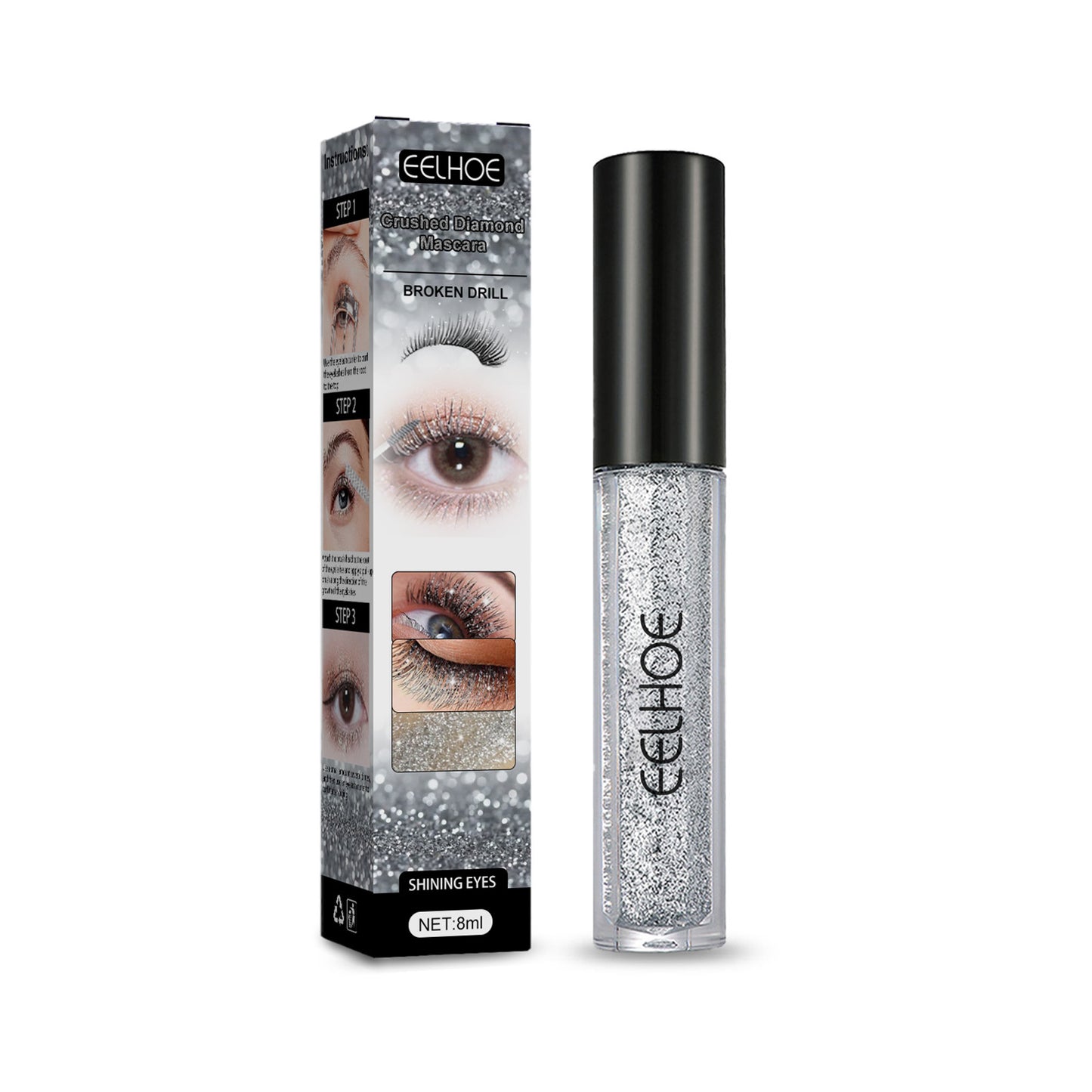 Mascara mit Diamantfragmenten – Formgebende Basis, schnelltrocknend, wischfest