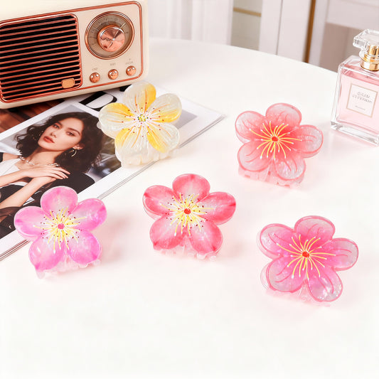 Sweet Plum Blossom Fairy Style Floral Updo Shark Clip All Match Women Hair Clip