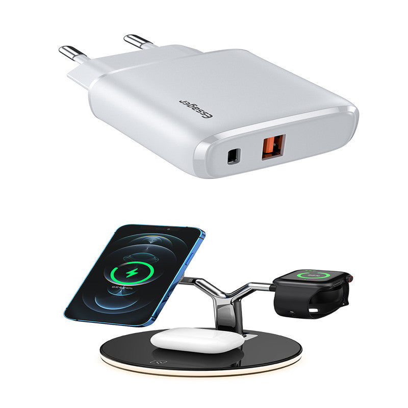 3-in-1 Magnetische kabellose Ladestation mit 15-W-Schnellladefunktion für Earbuds Pro
