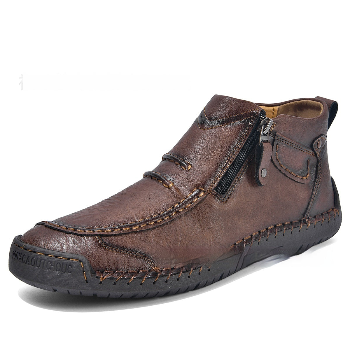 Herren-Flats, Stiefeletten, modisch, lässig, mit seitlichem Reißverschluss, elegante Pendlerschuhe