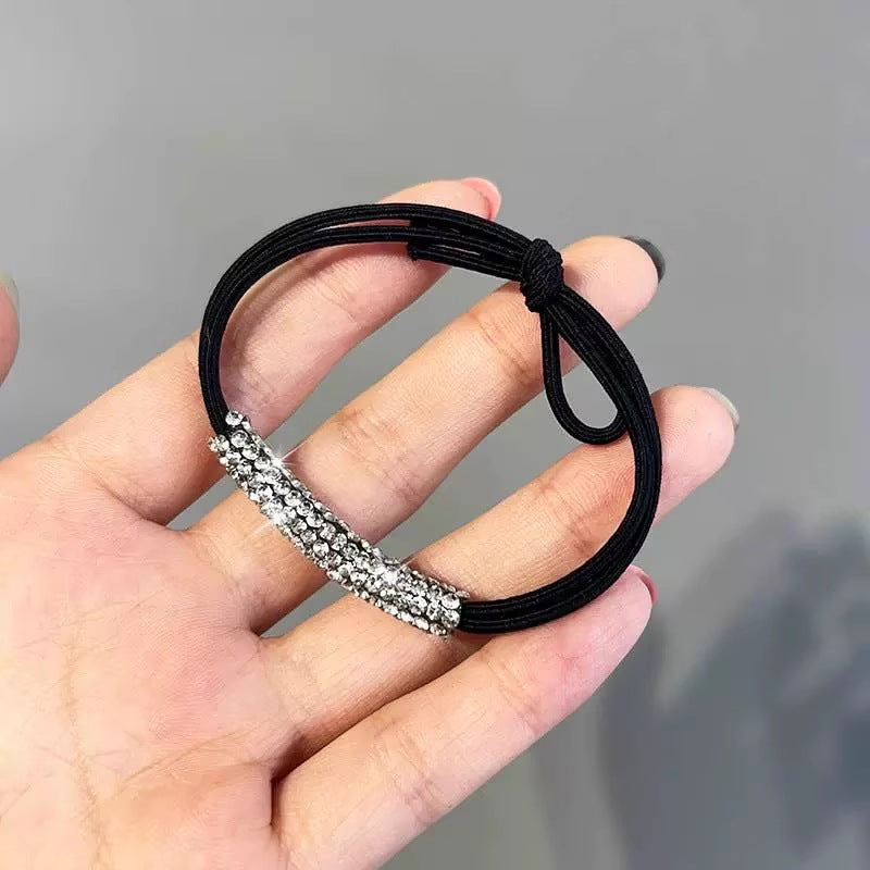 Damen-Pferdeschwanz-Haarring mit Kristall-Haaraccessoires, halber Haargummi, Diamant
