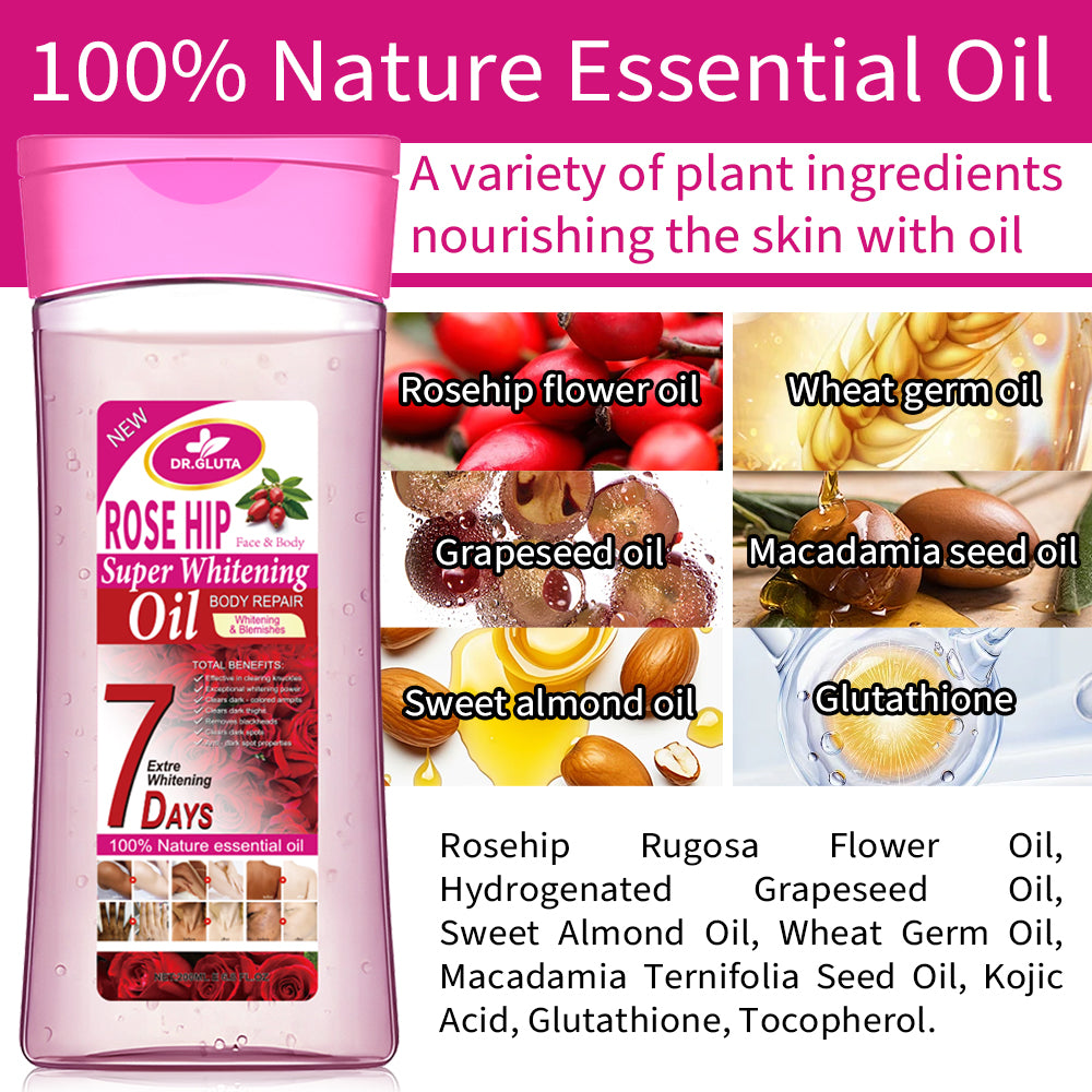 Hagebutten-Körperöl Super Whitening Natürliches ätherisches Öl Hautpflege Anti-Aging 200 ml 