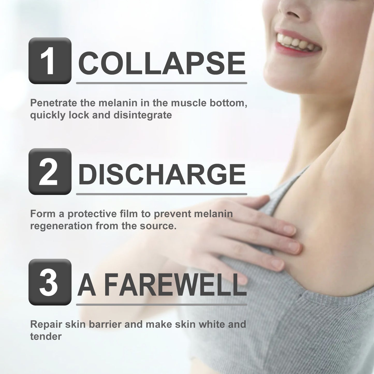 Anti-Dunkel-Creme, Aufhellungscreme für Achseln und Oberschenkel, Gelenkpflegecreme 