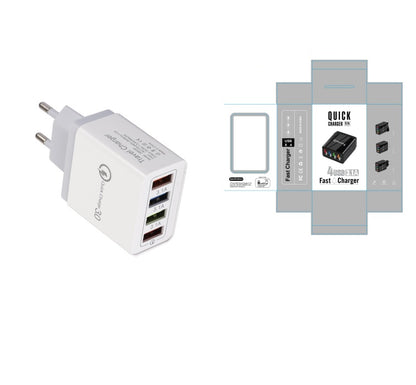 USB-Ladegerät Quick Charge 3.0 4-fach Adapter für Tablets, tragbares Wandladegerät, Schnellladegerät