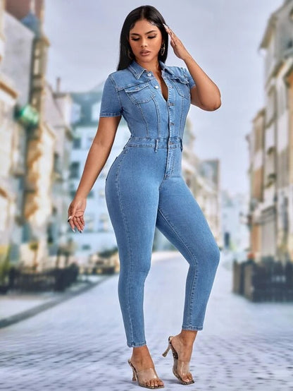 Fashion Skinny Denim Jumpsuit Women's Jeans