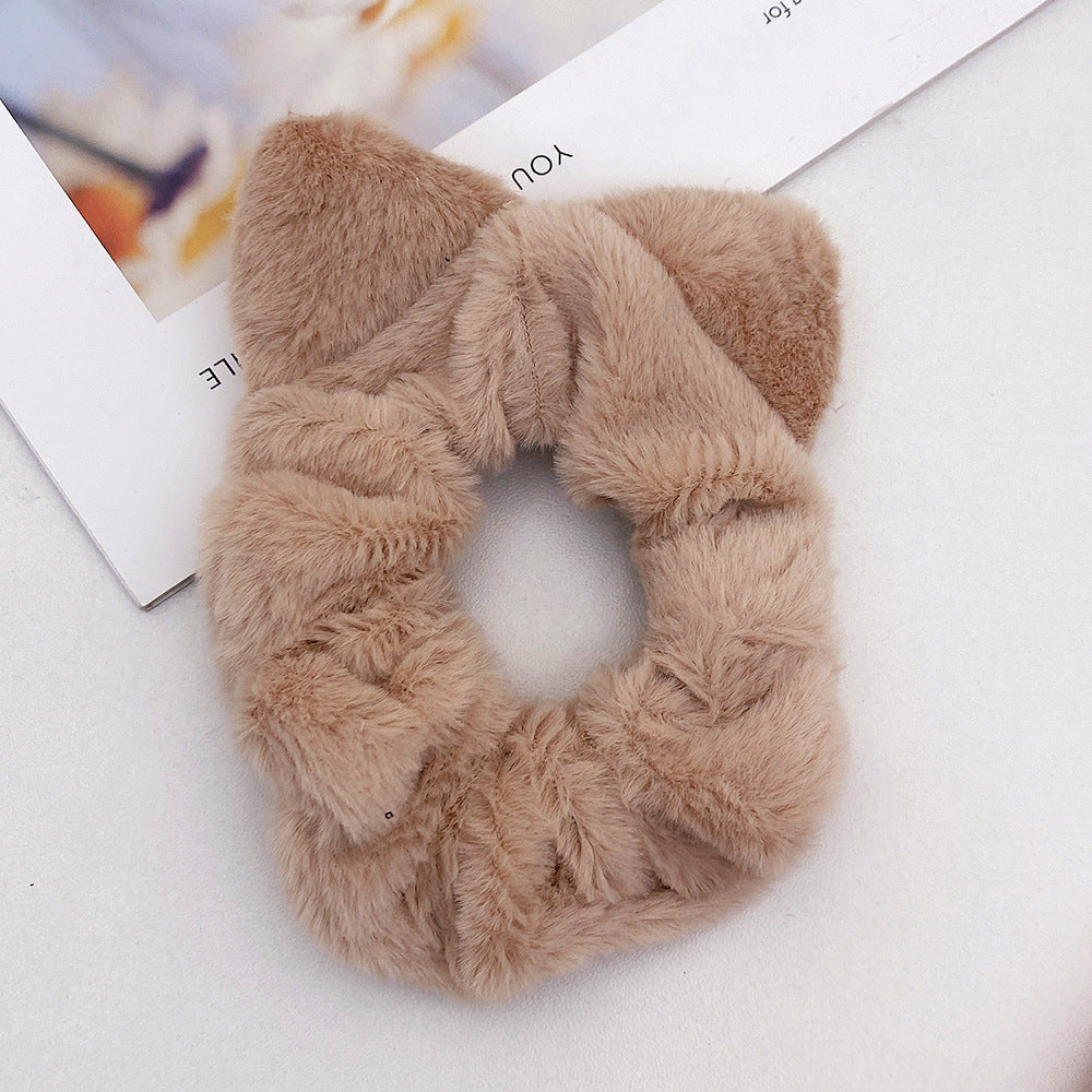 Plush Simple Cat Ears Large Intestine Hair Ring