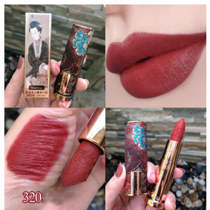 Lippenstift-Set im chinesischen Stil mit geschnitzten Motiven, matt, feuchtigkeitsspendend