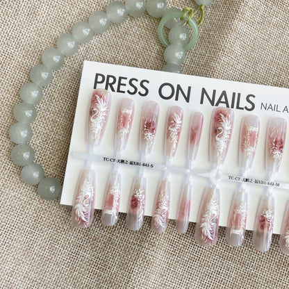 Neue chinesische Antik-Schwanenrelief-Stickerei für Nagelspitzen