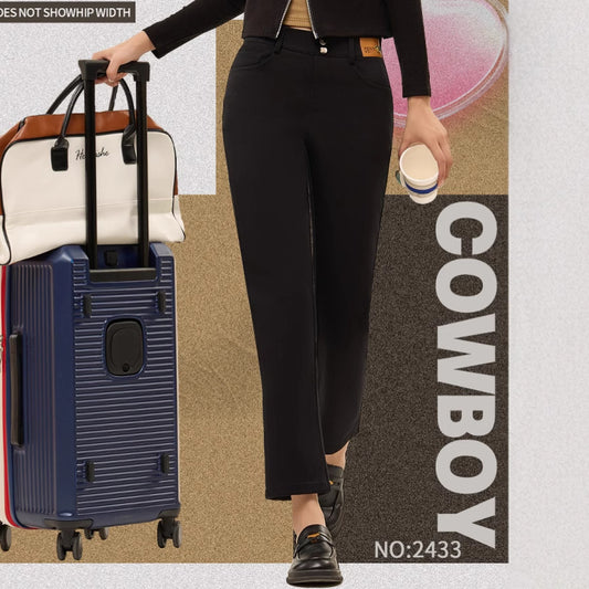 Denim-Wollhose, warm gefüttert, dick, urbaner Stil, Zigarettenhose