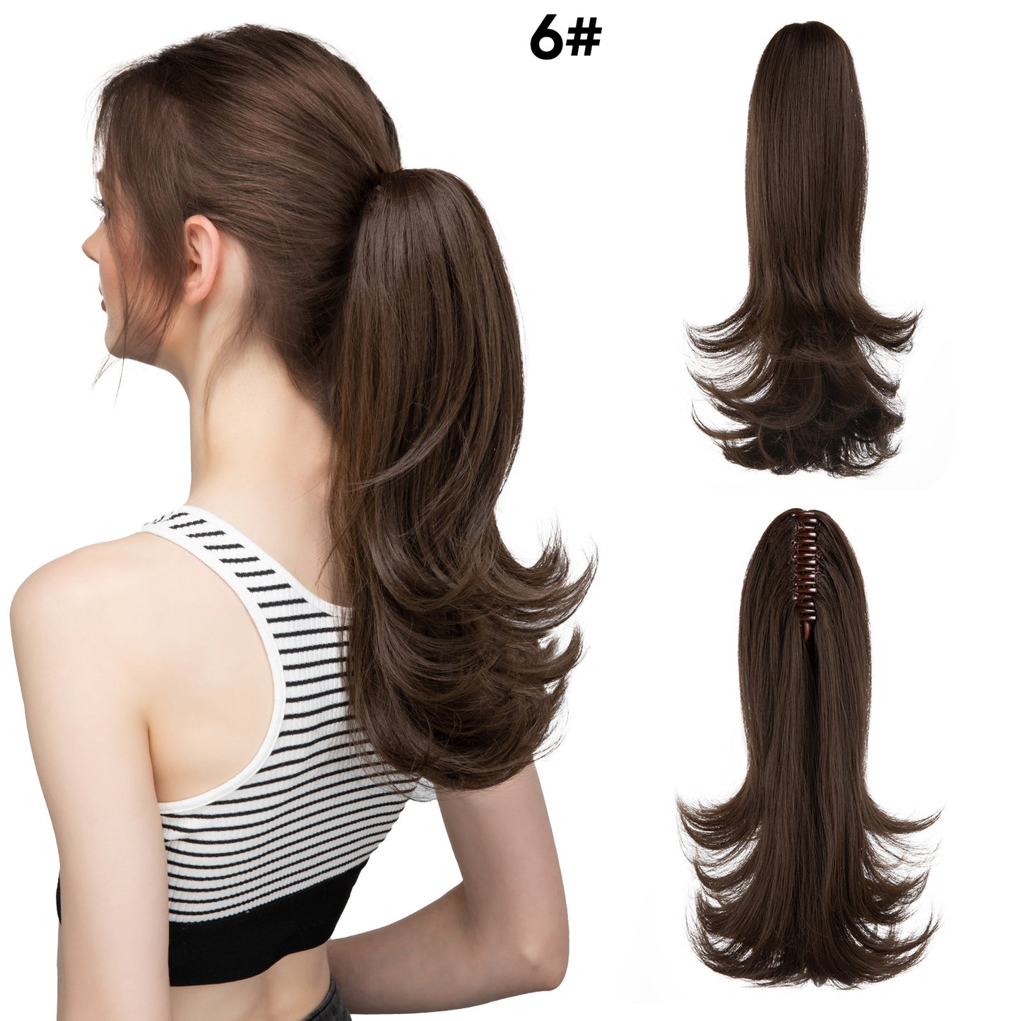 Seidenperücke für Damen, langes Haar, leicht gelockt, kurze Locken