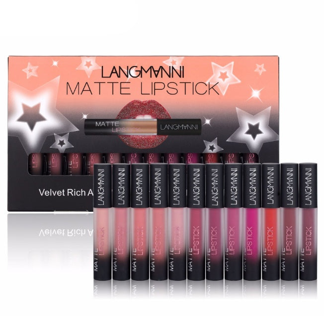 Mattes Lippenstift-Set, wasserfest, langanhaltend, samtig