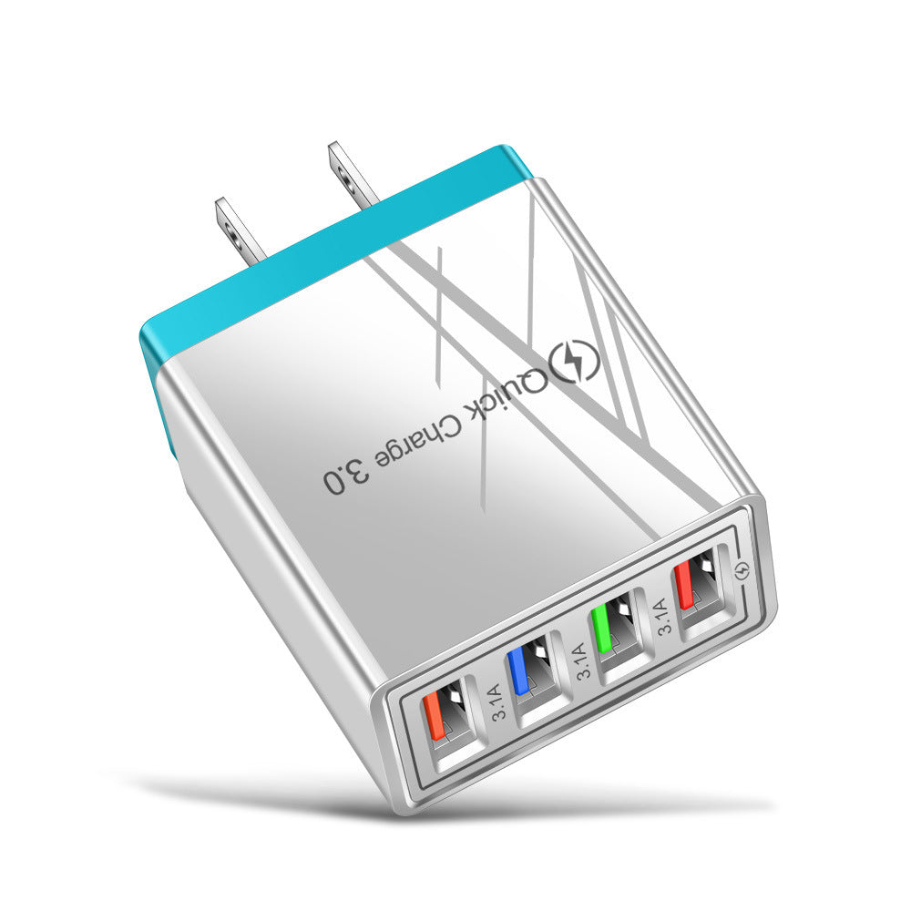 USB-Ladegerät Quick Charge 3.0 4-fach Adapter für Tablets, tragbares Wandladegerät, Schnellladegerät