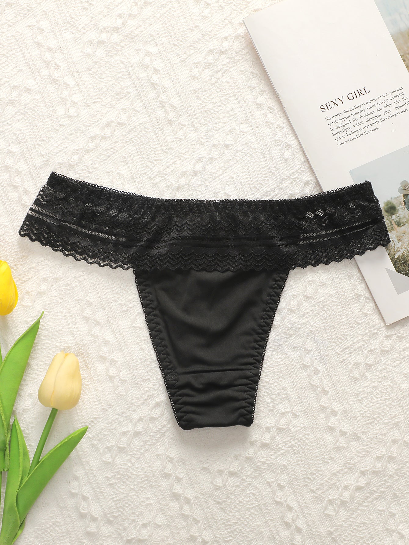 Schwarzes, sexy Push-up-Spitzen-Dessous-Set für Damen 