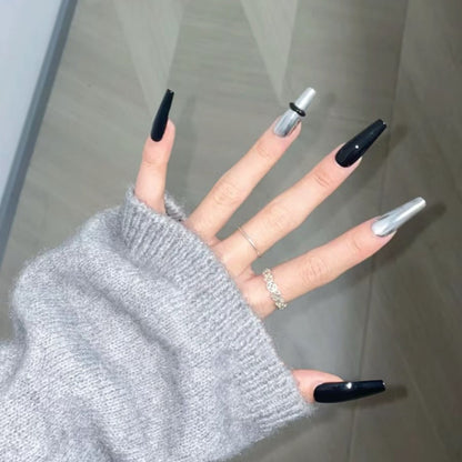 Silber-schwarze, supercoole Nagelsticker