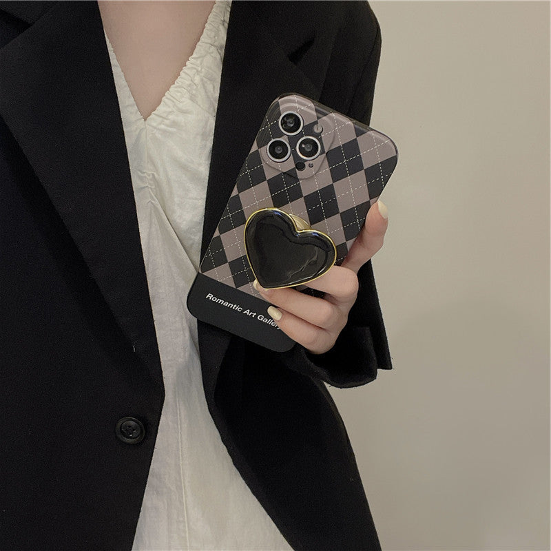 Fashion Print Retro Lingge Love Bracket Phone Case