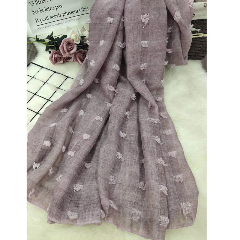 Tie Dye Cotton Linen Ball Scarf Ladies Muslim