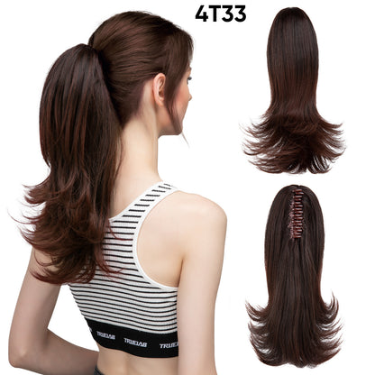 Seidenperücke für Damen, langes Haar, leicht gelockt, kurze Locken