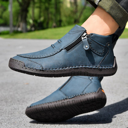 Herren-Flats, Stiefeletten, modisch, lässig, mit seitlichem Reißverschluss, elegante Pendlerschuhe