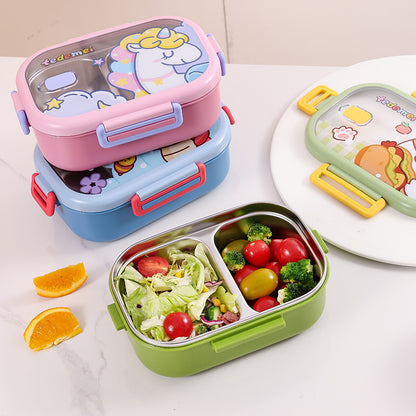 Food-grade 304 Stainless Steel Two-compartment Lunch Box