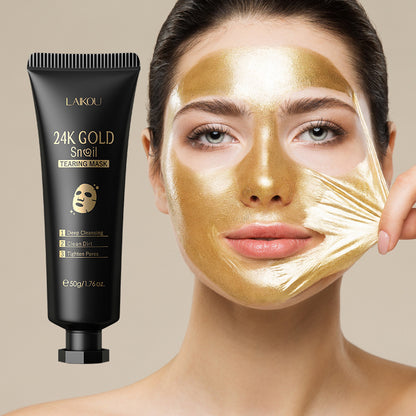 Feuchtigkeitsspendende Abreißmaske mit Goldfolien-Schneckenmotiv