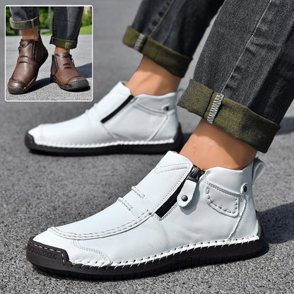 Herren-Flats, Stiefeletten, modisch, lässig, mit seitlichem Reißverschluss, elegante Pendlerschuhe