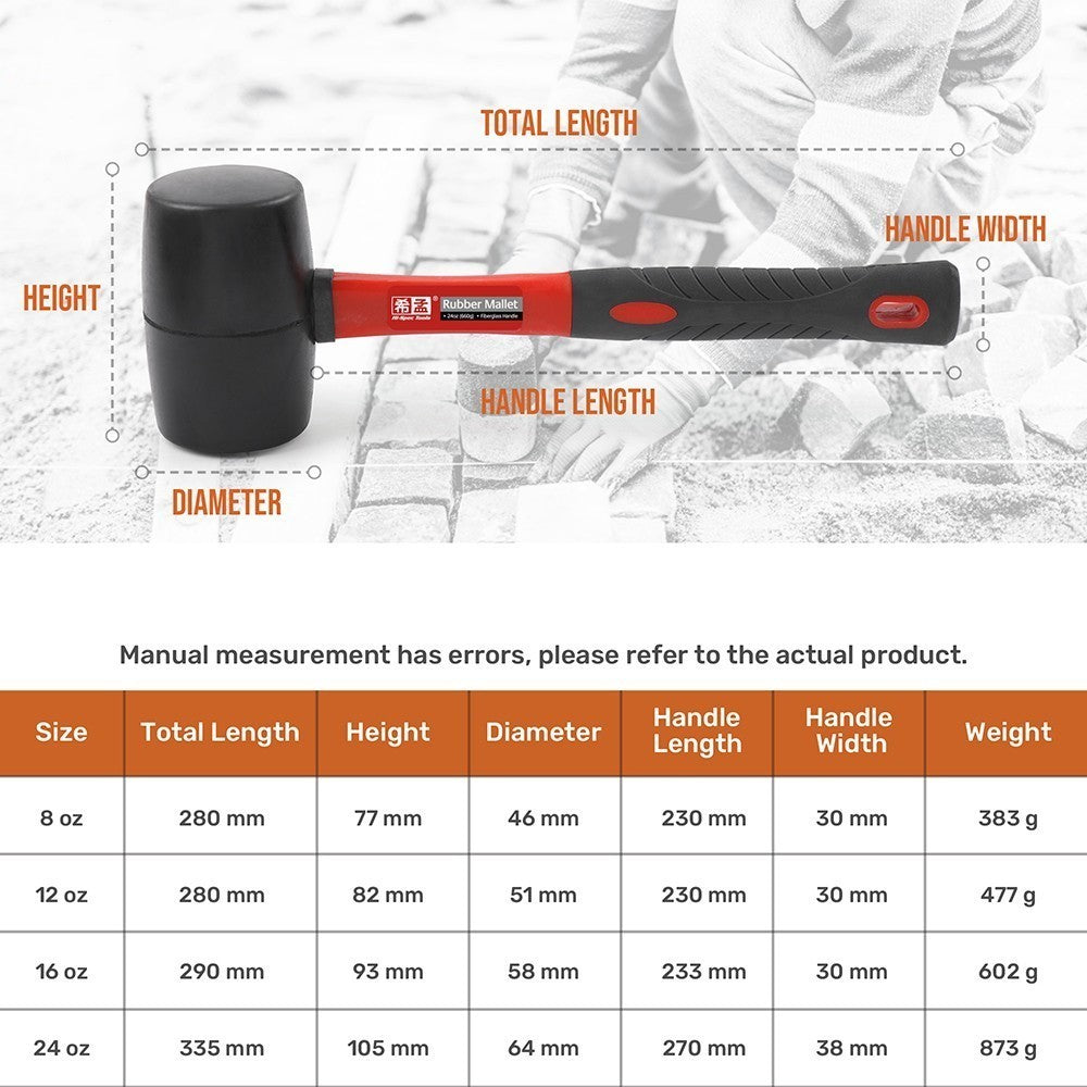 Ximeng Rundkopfhammer aus zweifarbigem Gummi mit Fasergriff 