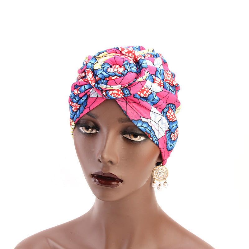 Ethnic wind swirl knotted turban hat