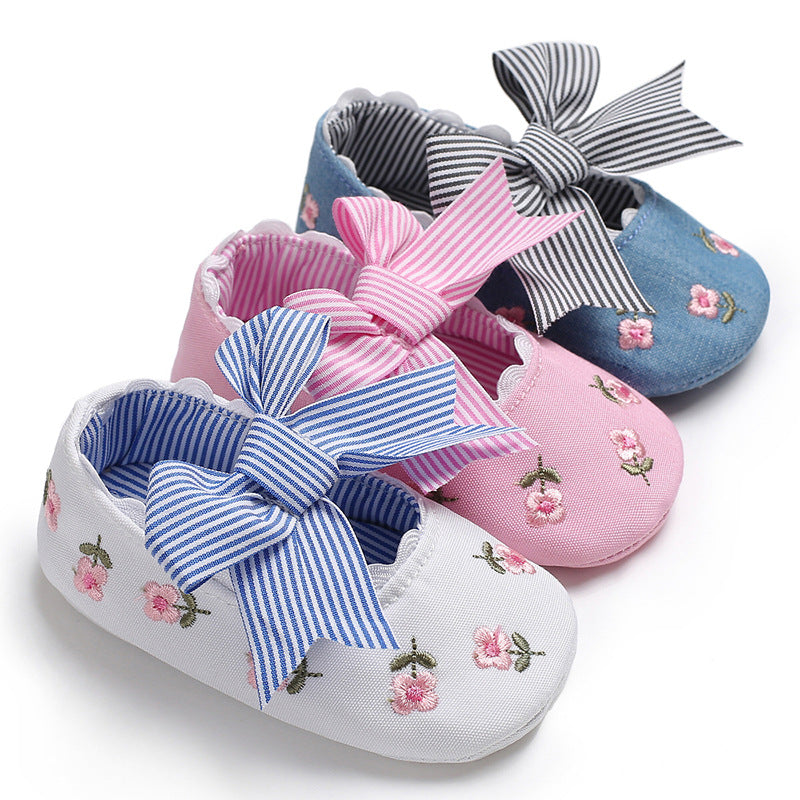 Schleifen-Babyschuhe für Mädchen und Kleinkinder, rutschfeste Schuhe 