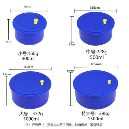 Silicone Bowl Fresh-keeping Lunch Box Microwave Oven Heating Portable Round Sealed With Lid