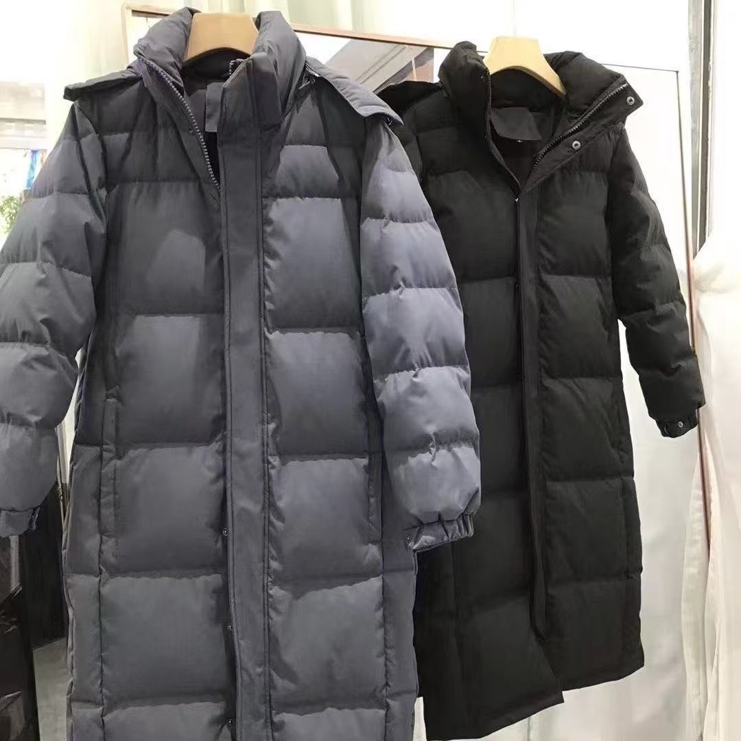 Mittellange Winter-Daunenjacke mit Kapuze für Damen und Herren (Paar)