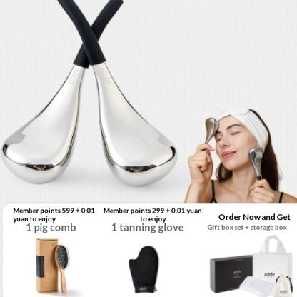 Eislöffel-Schönheitsmassage, Gesichtspflege, Abschwellendes Gesicht, Eispackung, Augen-Eishammer, Kältekompresse