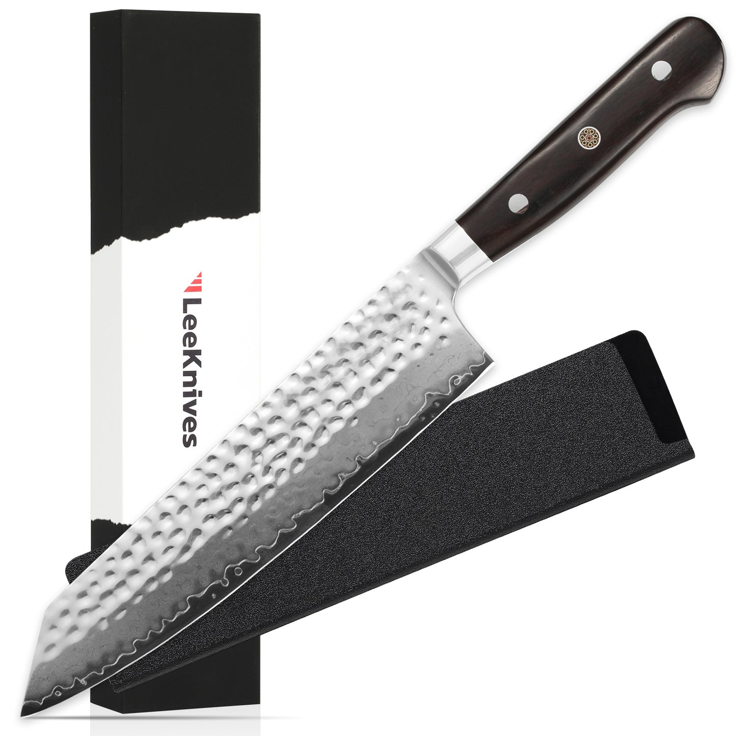 8,5 Zoll Kiritsuke-Messer, professionelles Kochmesser aus VG10-Damaststahl mit gehämmertem Griff, ultrascharfes Küchenmesser mit Ebenholzgriff und Geschenkbox