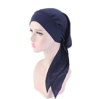 Pastoral style imitation silk stretch headband braid hat