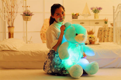 Kreativer, leuchtender LED-Teddybär, Kuscheltier, farbenfrohes, leuchtendes Weihnachtsgeschenk für Kinder, Kissen