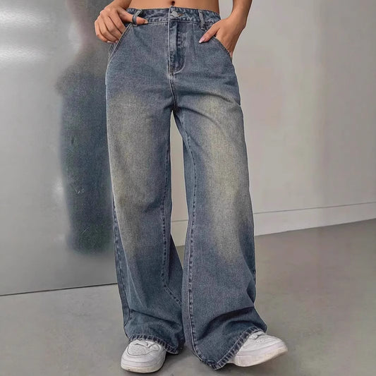 Europäische und amerikanische Damen-Jeans im Vintage-Look mit Waschung