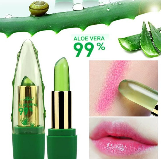 Aloe-Vera-Gel, farbverändernder Lippenstift, Gloss, Feuchtigkeitscreme, Anti-Austrocknung, Entsalzung, feinkörniger Lippenbalsam, Pflege