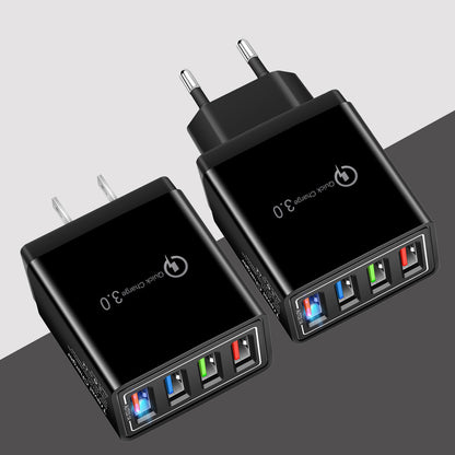 USB-Ladegerät Quick Charge 3.0 4-fach Adapter für Tablets, tragbares Wandladegerät, Schnellladegerät