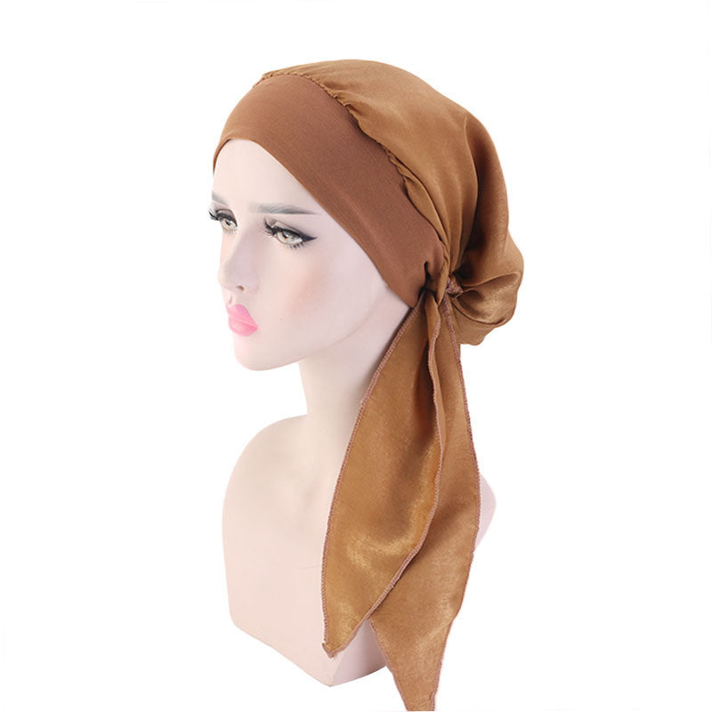 Pastoral style imitation silk stretch headband braid hat