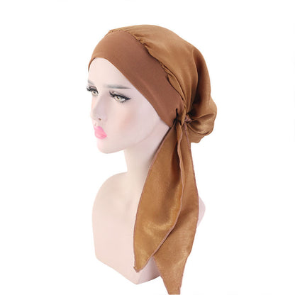 Pastoral style imitation silk stretch headband braid hat