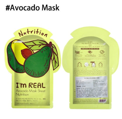 I'm REAL Skin Care Food Sheet Face Mask Feuchtigkeitsspendende, ölregulierende, aufhellende, porenverfeinernde Gesichtsmaske Koreanische Gesichtsmaske von Tony Moly Cosmetics 