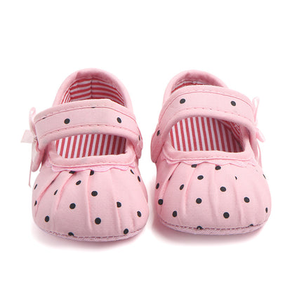 Babyschuhe für Mädchen, niedliche Prinzessinnenschuhe mit Polka-Dots, rutschfest 