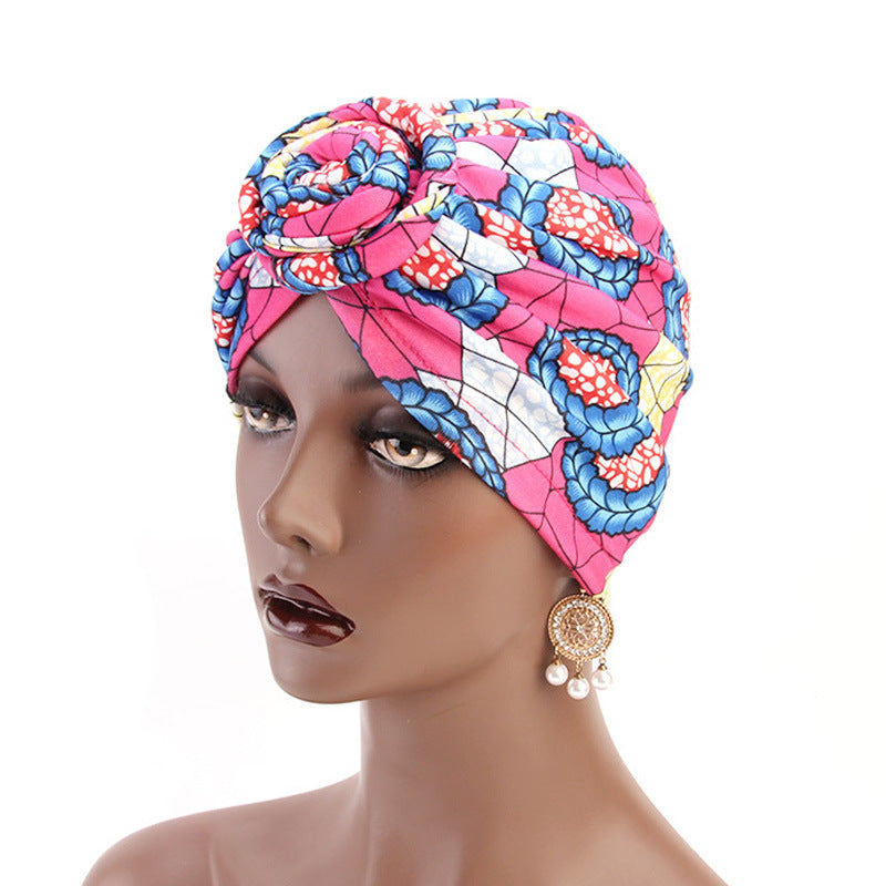 Ethnic wind swirl knotted turban hat